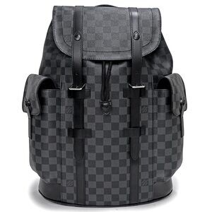 Louis Vuitton Christopher Backpack Damier Graphite Black Leather